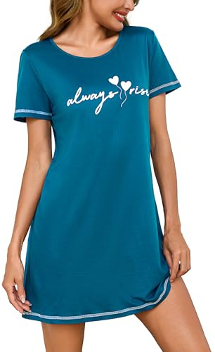 Bresdk Women's Nightdresses Short Sleeve Nighties Cotton Nightwear Negligee for Ladies Soft Sleepwear Nightshirts S-3XL