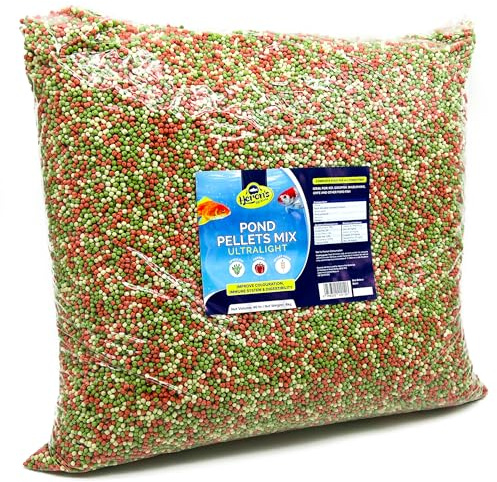 HERONS - Pond Pellets Mix Ultralight 40L / 4kg - Floating Pellets for Koi, Carp and Coldwater Fish - Immune System Boost - With Spirulina and Paprika - Complete Feed for Pond Fish - 4 KG