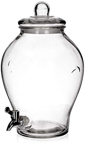 GETRÄNKESPENDER mit Zapfhahn Glas Wasserspender Fass Glaskanne Saftspender 6,5 L