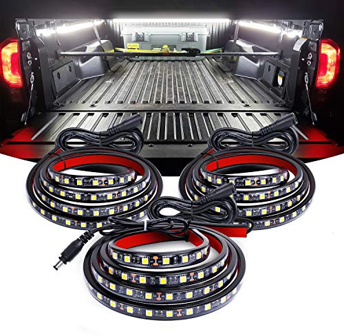 Nilight 3PCS 60 Inch Bed Light Strip 270 LED with On/Off Switch Blade Fuse Splitter Extension Cable for Cargo Pickup Truck SUV RV Boat