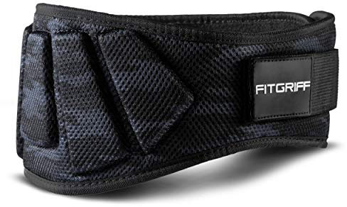 FITGRIFF® Gewichthebergürtel V1 - Fitness-Gürtel für Bodybuilding, Krafttraining, Gewichtheben - Trainingsgürtel für Damen und Herren (Camo-Black, 97cm - 108cm Bauchumfang (X-Large))