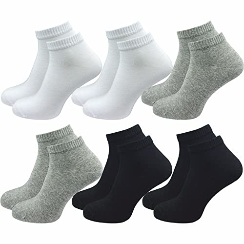 GAWILO Sportsocken ohne Naht (6 Paar) | Kurze Socken für Damen und Herren | Dank Rippschaft kein Verrutschen und kein Faltenwurf (43-46, weiß | grau | schwarz)