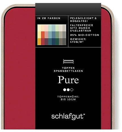 Schlafgut Pure Topper Spannbettlaken bis 100x220 cm, Red Deep aus 100% Bio-Baumwolle