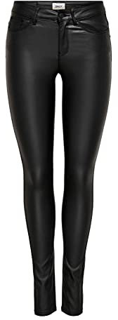 ONLY Damen Hose OnlAnne Coated Pant beschichtete Jegging Leder-Optik Stretch, Farbe:Schwarz, Jeans/Hosen Neu:S / 30L