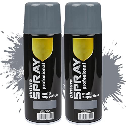 Etrexonline Pintura Spray Multicolor Profesional 400ml Adecuado Metal Madera y Plástico - Color Gris Perla (Paquete de 2)