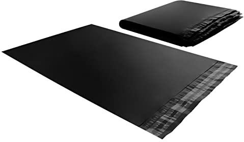 100 Enveloppes Noires Plastique Opaques, Pochettes d'Expéditions - Solide, Inviolable et Imperméable (25 x 35 cm)