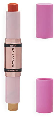 Makeup Revolution, Rouge & Highlight Stick, Coral Dew, Rouge und Highlighter für das Gesicht, 4.3g