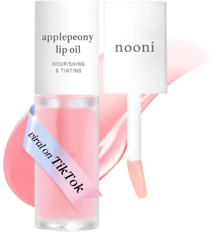 NOONI Aceite de labios coreano - Applepeony | Tinte de labios, duradero, hidratante, voluminizador, revitalizante para labios secos, resistente al agua, no se despega, vegano, regalo, 0,12 fl oz