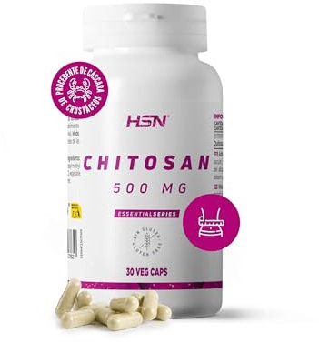 HSN Chitosan 3000 MG | 30 Cápsulas Vegetales de Quitosán Procedente de la Quitina por Dosis Diaria | ALTA Concentración | No-GMO, Sin Gluten ni Lactosa