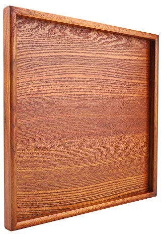 Bandeja cuadrada de té de madera maciza para café, sushi, aperitivos, servir alimentos de madera, suministros de cocina, postres, servicio de café para el hogar, restaurante, 30 x 30 cm, Pla +