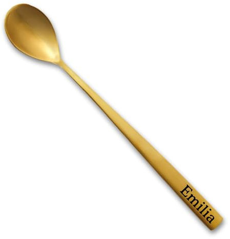Löffel mit Gravur Wunschtext gold oder silber dein Name Text personalisiert Geschenkbox tolle Geschenkidee graviert Esslöffel Kaffeelöffel (Eislöffel gold)