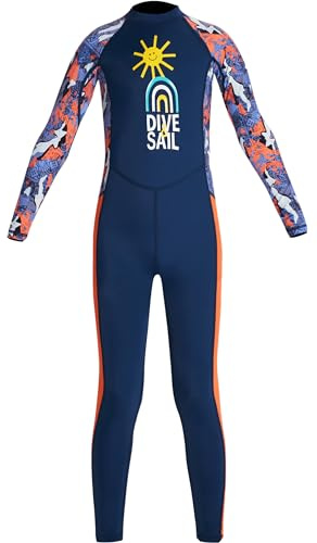 Maeau - Traje de neopreno para niños y niñas, traje de buceo con protección solar UPF 50+, traje de baño de una pieza con cremallera trasera para Kyaking Surf