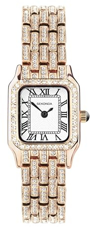 Sekonda Classic Monica Ladies 22mm Quartz Watch in White with Analogue Display, and Rose Gold Alloy Strap 40662