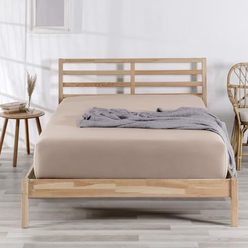 Nordqueen Spannbettlaken Baumwolle 100% Spannbetttücher Bettlaken Jersey, Matratzenhöhe bis 25 cm, (Beige, 100X200 cm)