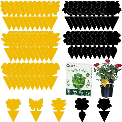 50 Pièges Anti Moucherons Interieur, Attrape Moucheron Plantes, Pièges à Insectes Jaune Collants pour intérieur et extérieur