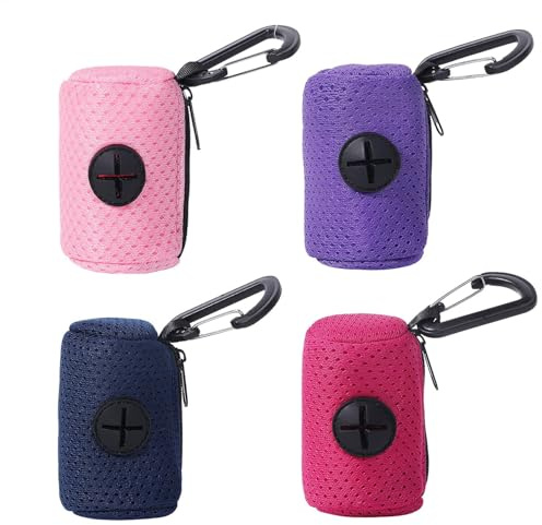 4 Piezas Porta Bolsas Caca Perro, Dispensador Bolsas Caca Perro Tela, Dispensador Bolsas Basura Perro, Bolsas Para Excrementos De Perros, Portabolsas Para Caca De Perro Para Caminar, Senderismo