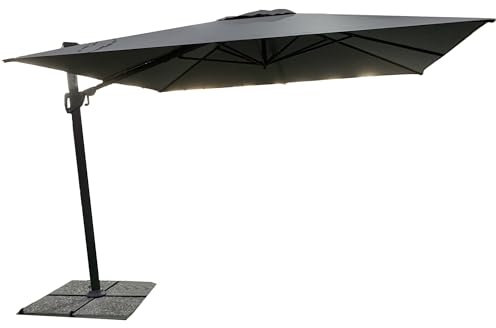 Sicignano | Ombrellone a Braccio Telaio Alluminio, Telo Poliestere 250g/m², Chiusura Retrattile a Manovella, Regolabile in Altezza, per Giardino Bar Ristorante (Antracite, 3x4 mt, Solo Ombrellone)