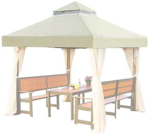 Toit De Rechange pour Pavillon De Jardin, 3X Housse De Remplacement pour Gazebo De Jardin, Toile De Rechange Double Couche Résistante Anti-UV pour Pavillon Tonnelle Tente (sans Support)