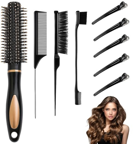 Round Brushes for Blow Drying, 9PCS Round Hair Brush Set for Volume and Bounce, Smoothing and Styling Curly or Wavy Hair, Styling Tools for Women and Men, for All Hair Types