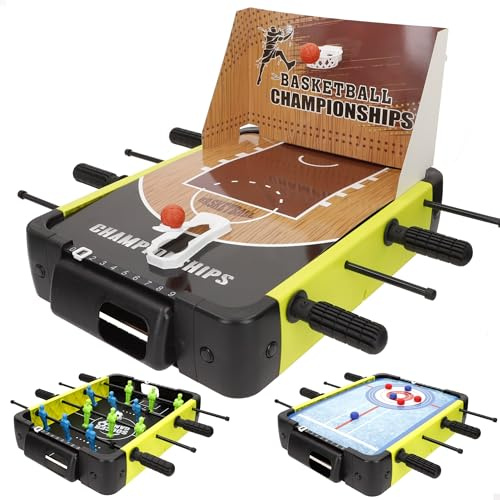 ColorBaby CB Games Set 3 Juegos de Mesa, Futbolín, Básquet, Air Hockey, para 1 ó más Jugadores, Juguetes niños 6 años, para Jugar en casa (39469)