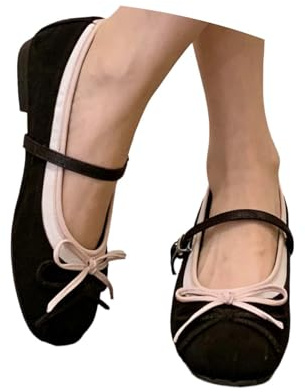 Ballerines d'été à lanières pour femme - Avec nœud - Élégantes - Plates - Chaussures Mary Jane douces - Pieds larges - Ballerines basses - Chaussures de loisirs - Chaussures traditionnelles