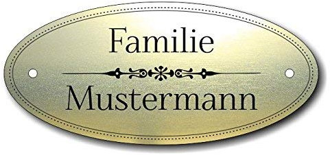 Türschild, Briefkastenschild, Klingelschild, 70-300-013 Acryl, Oberfläche gold gebürstet oder Edelstahl gebürstet, individuell anpassbar
