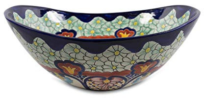 Cerames Juanetta – Talavera mexikansk tvättställ – Cerames | tvättställ 46 x 38 x 15 cm | Tvättfat från Mexiko för badrum, rustikt kök
