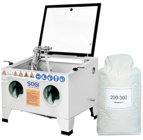 SOGI S-56 Sabbiatrice da banco con abrasivo corindone GRA-36 o GRA-80 oppure microsfere di vetro (S-56 + Microsfere di vetro GRA200-300)