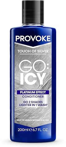 PROVOKE Touch of Silver Go Icy Conditioner 200ml, Icy Platinum Look in Just 1 Wash, Triple Toning Technology, Cool Down Brassy Tones for an Extra Light Colour, Enriched Keratin to Hydrate