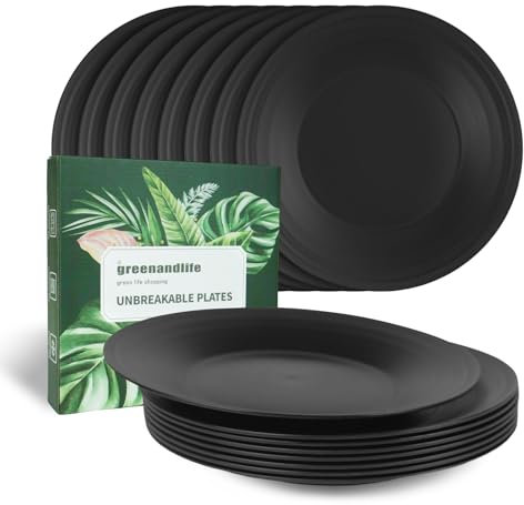 greenandlife Légères et incassables assiettes en - Passe au lave-vaisselle et au micro-ondes, sans BPA et saines