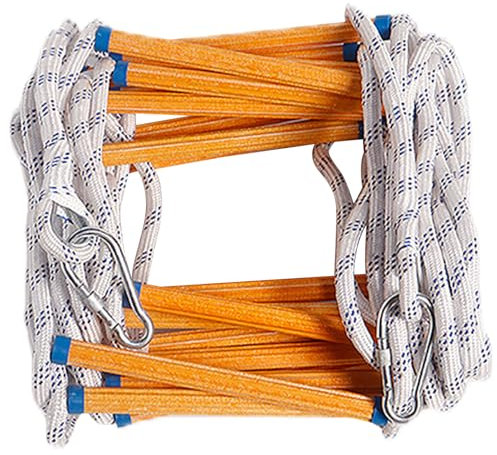 CUCUFA Rope Ladder with Carabiner 10ft Nylon Fire Escape Ladder Non-slip Fire Ladder Heavy Duty Emergency Ladder for Climbing Training Rescue Rope Ladder