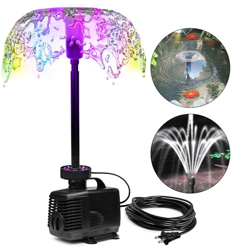DOMICA 45W 792 GPH LED Pond Pump with Fountain Kit (3000L/H), Submersible Garden Water Fountain Pump, for Waterfall, Hydroponics, Aquariums, Fish Tanks, Indoor Outdoor