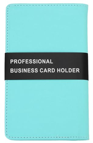 PATIKIL Leather Business Card Holder, Professional Business Card Book Organizer Name Card Book Holder 240 Card Capacity for Different Cards, Sky Blue