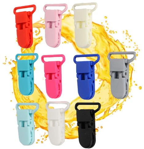 10 Piezas Cinta de Satén Chupete Clip de de Plástico Material de Nylon Clip de Suspensión Hebilla de Fijación de Color Clip de de Lona Adecuado para Correas
