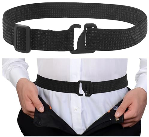 Qianyu Ceinture réglable pour chemise avec colle antidérapante, noir, taille unique