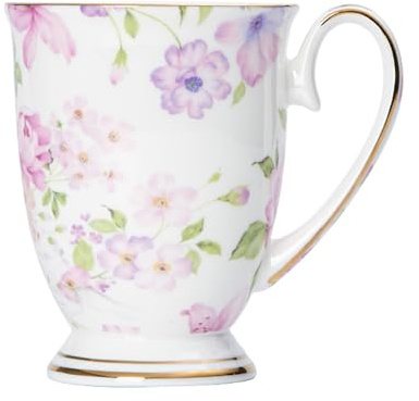 Stgbcst Mug kopp te/kaffe mugg blommig premium porslin kaffekopp gåva keramisk kopp 300 ml drickmugg med handtag ful mugg mugg för te eller kaffe (stil 2)