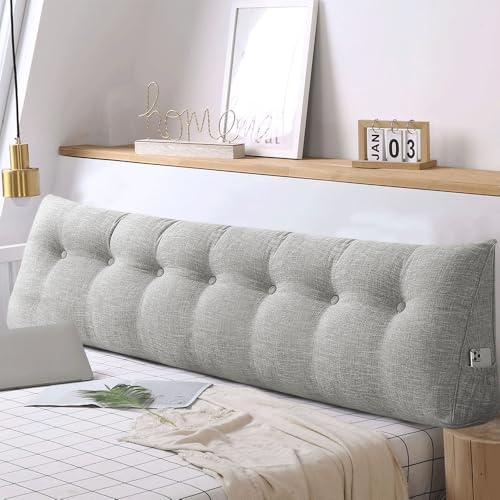 DSXH - Cojín de cuña Triangular, Soporte para la Cama, Almohada de Lectura, extraíble (Gris Claro, 200 x 50 x 20 cm, Algodón Y Lino)