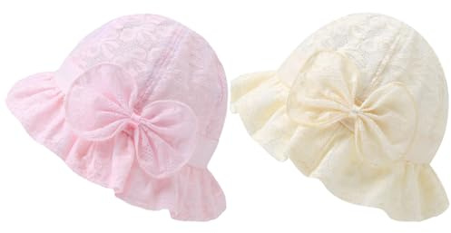 TYXHXTF 2 Piezas Bebe Sombrero, Verano Gorro Proteccion UPF 50, Ajustable, Niño Sombrero de Sol para Exteriores Playa