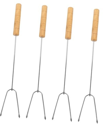FUNOMOCYA Spiedo Con Manico in Legno in Acciaio Inossidabile Spiedini Per Barbecue Accessori Per Grigliate Bastoncini Per Carne E Verdura Per Barbecue All'aperto E Familiare