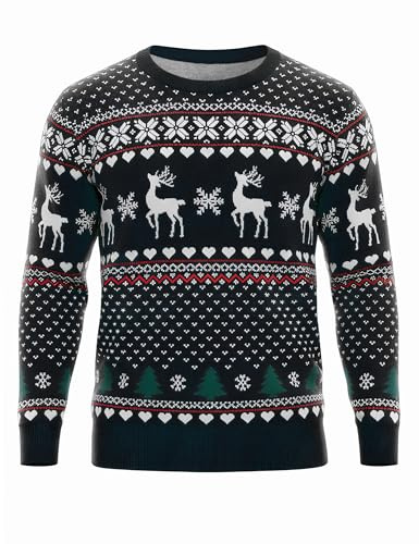 Bresdk Pull Moche de Noel Homme Ugly Christmas Sweater Col Rond Pulls de | Noël Hiver Chaud Manches Longues