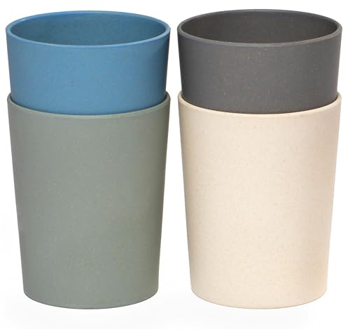 WeeSprout Bamboo Toddler Cups - 4 pc Set (10 fl oz), Organic & Non-Plastic Cup Pack for Toddlers, Big Kids or Baby, Natural