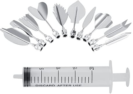 Moldes de gelatina 3D de acero inoxidable inoxidable para tartas de bricolaje, pud¨ªn herramientas de decoraci¨®n de tartas de fiesta juegos completos con jeringa de varias formas de agujas de gelatin