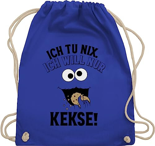 Turnbeutel Rucksack - Karneval & Fasching - Taschen - Ich tu nix Ich will nur Kekse I Krümelmonster I Keksmonster - Unisize - Royalblau - kinderturnbeutel jungen karnevalsbeutel faschings keks