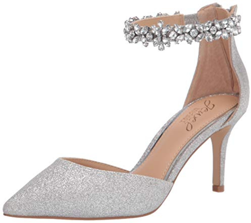 Jewel Badgley Mischka Women's Raleigh Pump, Silver Glitter, 5 UK