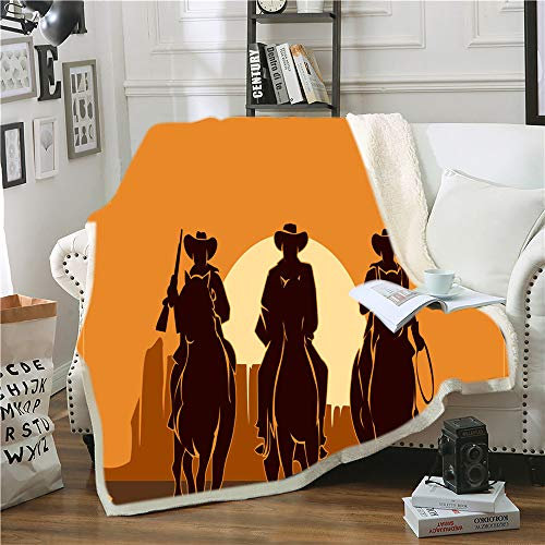 NICHIYO West Cowboy Decke Cartoon Animation Fleece Decke für Erwachsene und Kinder, 100% Mikrofaser, für Schlafsofa und Sofa (5.150 cm x 200 cm)