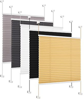 Eurohome Plissee Beige 100x120cm klemmfix ohne Bohren Easyfix für Fenster und Türen