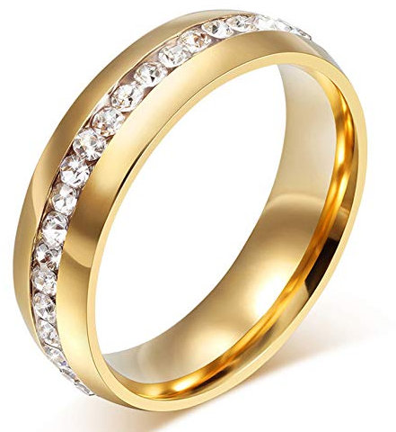 AMDXD Schmuck 18K Vergoldet Gold Ringe, Solitärring für Herren Damen Ringe mit Zirkonia Pave Elegante Polished Hochzeit Ehering Für Valentinstag
