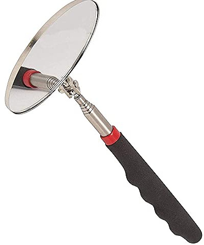 Bil inspektionsspegel, rund utdragbar teleskopspegel handverktyg med handtag rostfritt stål reflektorspegel bilreparationsverktyg