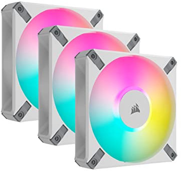 Corsair iCUE AF120 RGB Elite 120mm PWM Dreifach-Lüfter-Kit - Acht RGB-LEDs Pro Lüfter - AirGuide-Technologie - Fluiddynamisches Lager - Inklusive iCUE Lighting Node CORE Controller - Schwarz Desktop