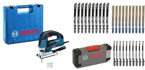 Bosch Professional Stichsäge GST 150 BCE (780 Watt, Hubzahl bei Leerlauf: 500 – 3.100 min-1, im Koffer) + 30tlg. Stichsägeblatt Set Basic for Wood and Metal (für Holz und Metall, Zubehör)